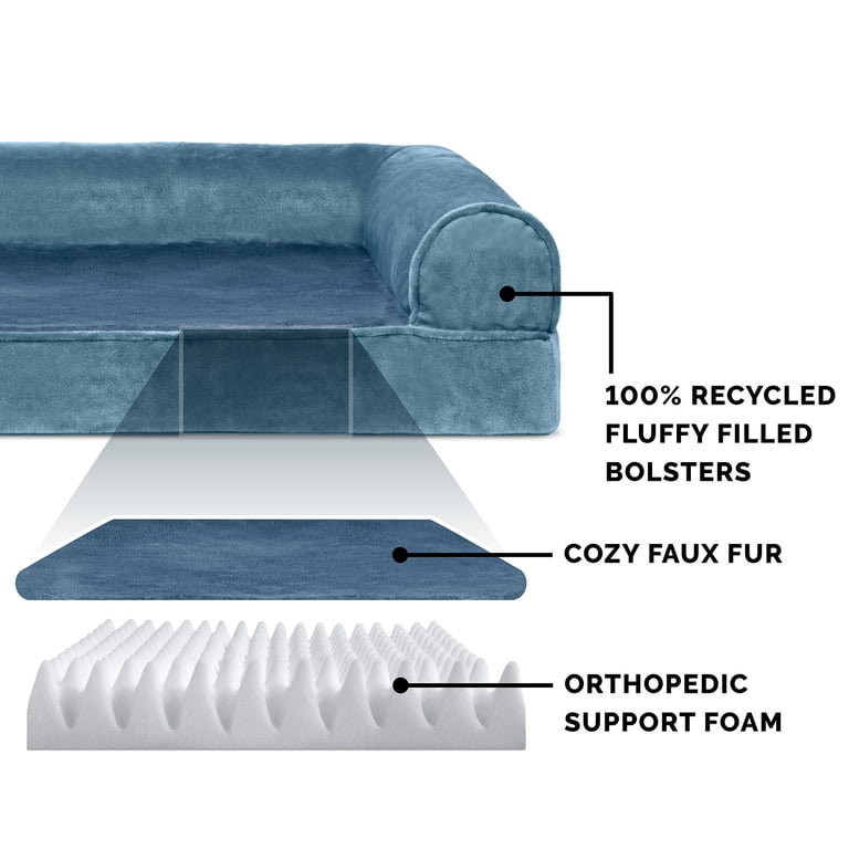 FurHaven Faux Fur & Velvet Orthopedic Sofa Pet Bed, Medium photo 4