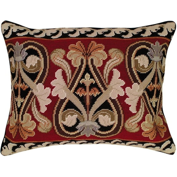 Throw Pillow Neo-Gothic Gothic Fleur de Lis 16x20 Black Silver Needlepoin MH-319