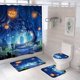 thumbnail image 1 of Juego de cortinas de ducha JM de Halloween diseño de bosque de fantasía 71 x 71 pulgadas, 1 of 4