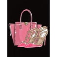thumbnail image 2 of 1pc Women'S Fashion Casual Crew Neck T-Shirt with Geometric Pink Handbag and High Heels Print, Polyester Knit Fabric, Medium Stretch, All-Season Comfort Fit, 2 of 6