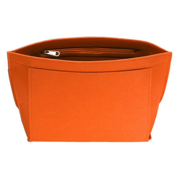 Uxcell Purse Organizer Insert, Medium Felt Handbag Organizer Bag Storage & Finishing Inner Bag Liner with Zipper for Chic Backpack Tote Shoulder Bags, Orange