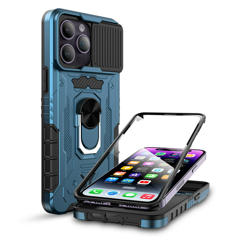 for iPhone 13 Pro Case with Camera Lens Cover HD Screen Protector, Dual  Layer Military Grade
