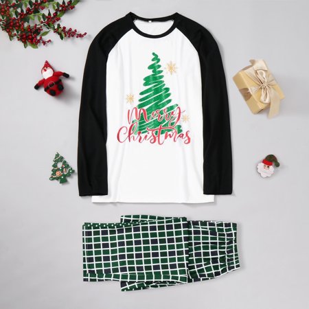 

Christmas Gifts Women S Family Matching Christmas Tree And Plaid Print Long-Sleeve Pajamas Set Polyester Green L