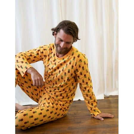 Leveret Mens Two Piece Cotton Pajamas Pineapple M