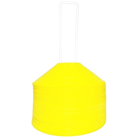BlueDot Trading Sport Disc Cones High Visibility for Agility Training, Soccer, Football, Field Durable Cone Markers for Adults or Kids, 25-Pack, Yellow