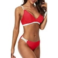 thumbnail image 4 of Charmo Women V Neck Bikini Set Low Waist 2 Pieces Swimsuits Tie Back Swimwear, 4 of 7