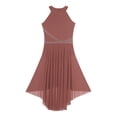thumbnail image 6 of YiZYiF Women's Sleeveless Rhinestone Lyrical Dance Dress Modern Contemporary Dancing Clothes Dusty Pink M, 6 of 7