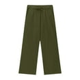 thumbnail image 5 of Tdoqot Girls Cotton Linen Pants- Lightweight Elastic Waist Wide Leg Baggy Kids Summer Pants Army Green Size 14 Years, 5 of 7