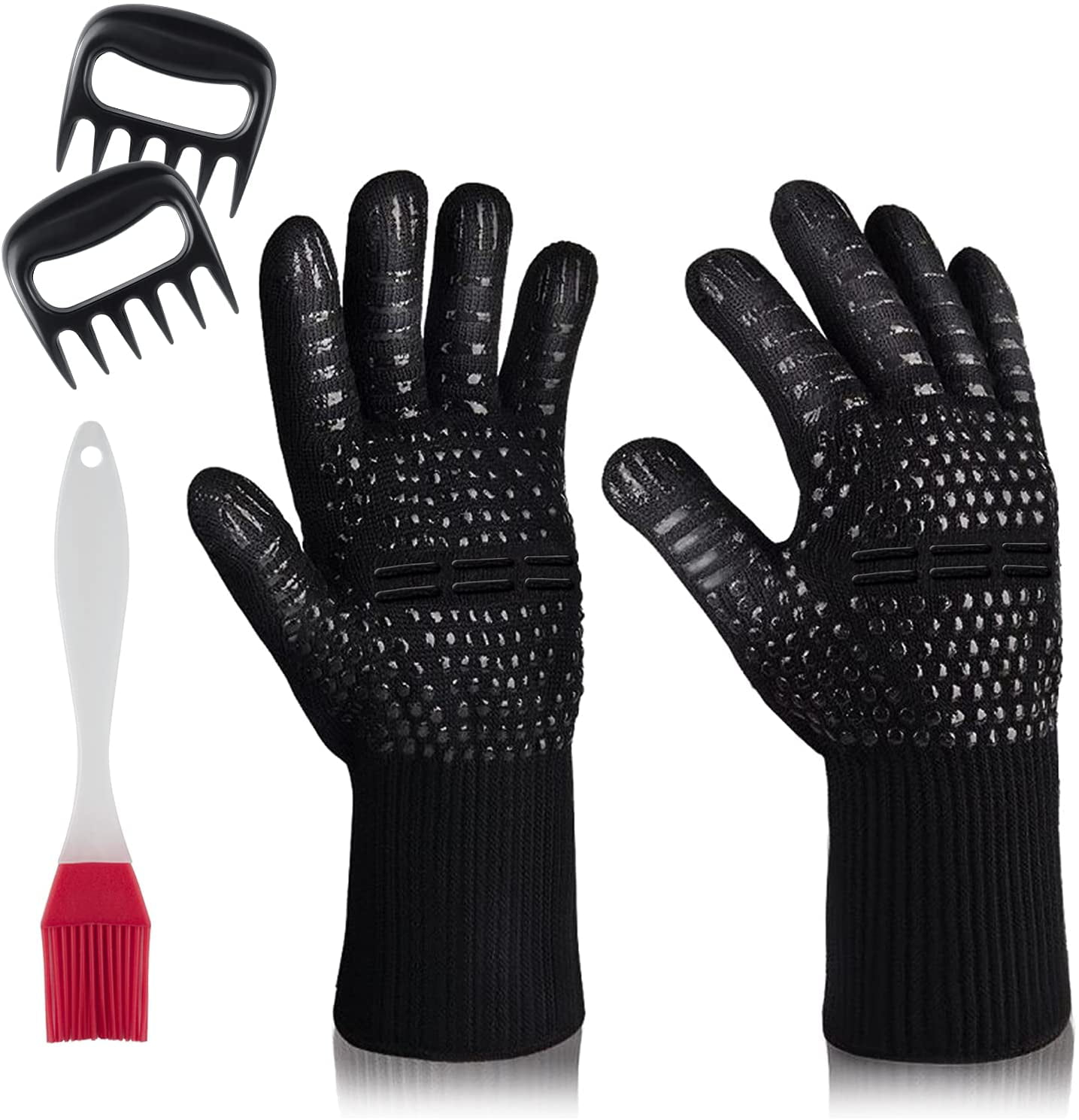 terugvallen Blokkeren Specialiteit BBQ Gloves, 1472°F Extreme Heat Resistant Grill Gloves, Fireproof Gloves  Barbecue Gloves Oven Mitts for Smoker, Cooking, Baking, with Sauce Basting  Brush & Meat Shredder Claws(Black) - Walmart.com