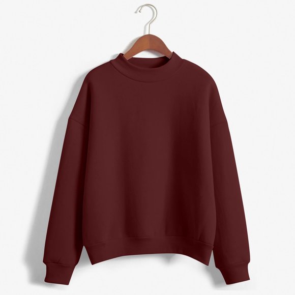Dowegor Chandail en Molleton Surdimensionné à Col Rond pour Femmes, Coupe Ample, Manches Longues, Léger, Blouse Ample, Chandail à Manches Longues pour Femmes, Chandails à Capuchon pour Femmes, Chandail-Over Vin TG