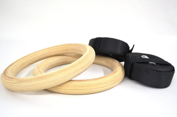 AbleFitness WOOD WOODEN GYM GYMNASTIC RINGS ADJUSTABLE STRAPS CROSS-FIT STRENGTH TRAINING