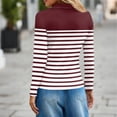 thumbnail image 3 of Striped Long Sleeve Polo Shirts for Women Business V Neck Collared Tops Button Down Loose Fit T Shirt Wine S, 3 of 4
