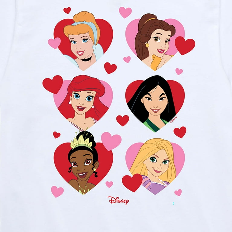 Disney Princess - Princess Heart Grid - Valentine's Day - Youth Short  Sleeve Graphic T-Shirt