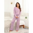 thumbnail image 2 of MINTREUS Women's Pajama Set Long Sleeve Sleepwear Set Soft Two Piece Matching Set with Pockets, 2 of 5