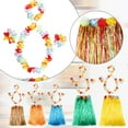 thumbnail image 4 of Girlsshop 5Pcs Hawaiian Fancy Dress Hula Costume Grass Skirt Flower Garland Bra Aloha Set,Pink, 4 of 4