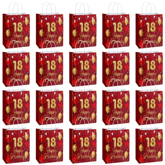 YAHAFEPY 20Pcs 18th Birthday Party Bags,Mitzvah Party Favor Bags,18th Birthday Party Decorations, With Handles Favor Bags Candy Gift Bags for Adults BoyGirls Birthday Party