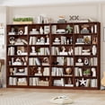 thumbnail image 4 of Homfa 74.3"H Double Wide 6-Tier Bookcase, Freestanding Standard Display Bookshelf with 12 Open Compartments for Home Office Living Room, Cherry, 4 of 8