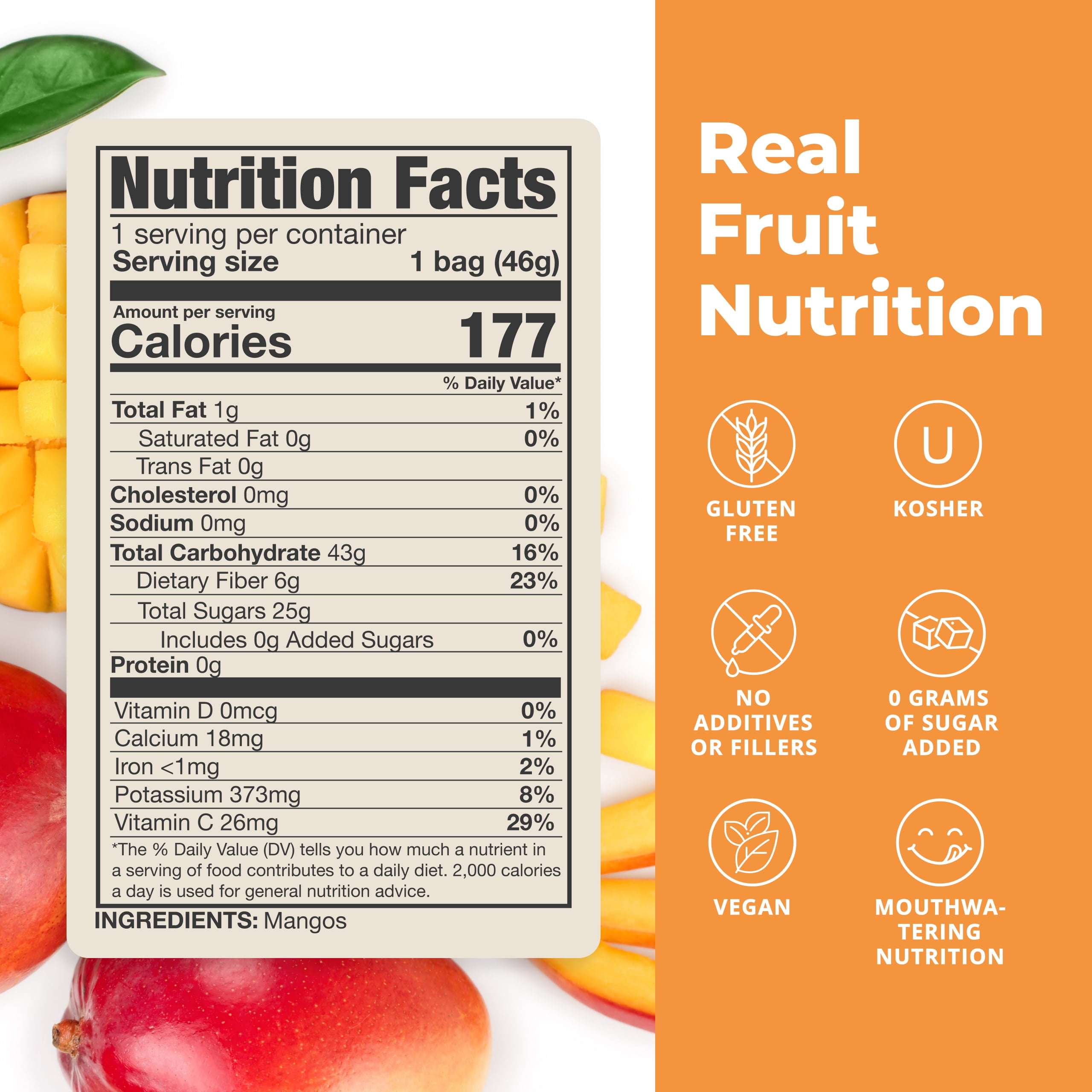 Balance of Nature Freeze-Dried Mangos (5 Pack) – 100% Real Fruit, Crunchy Mango Slices, Healthy Snack, Mouthwatering Nutrition, Gluten-Free, Vegan, No Sugar Added, Five 1.6 oz Bags
