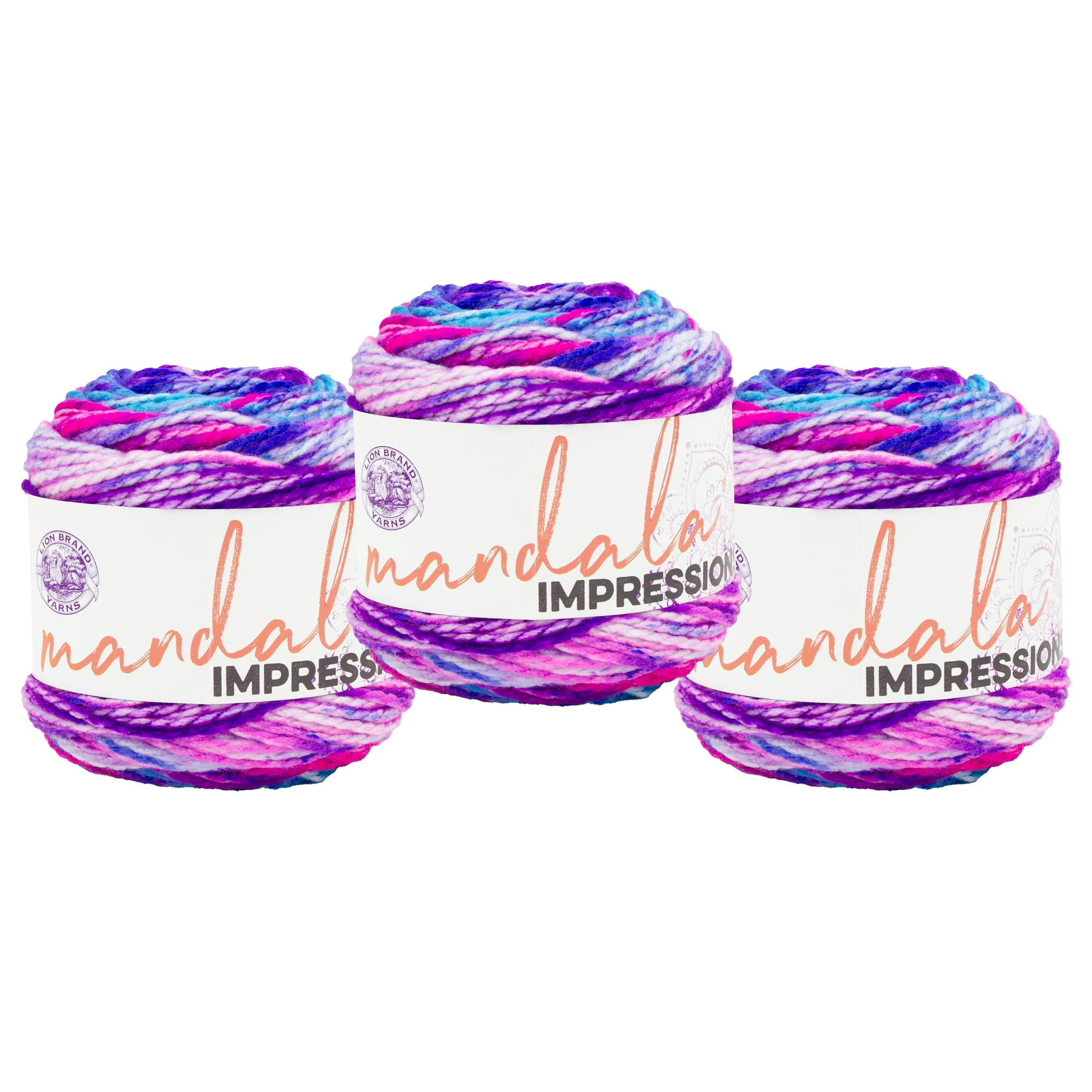 Lion Brand Yarn Mandala Impressions Tie Dye Bulky Acrylic Yarn 3 Pack