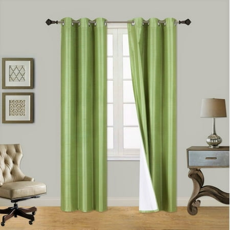 Lime Green Drapery Panels (SSS) 2-PC Lime Green Solid Blackout Room Darkening Panel Curtain Set, Two (2) Window Treatments of 37