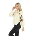 thumbnail image 4 of Simply Couture Women's Solid Blooming Floral Embroidered Blouson Sleeve Knitted Sweater Top, 4 of 4