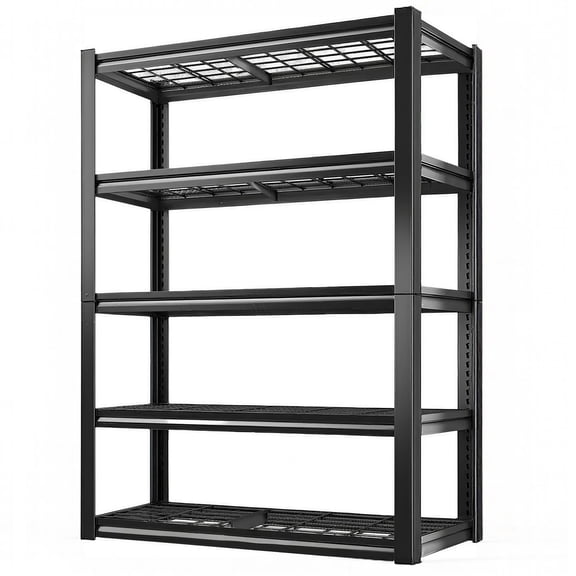 ZEUKMXOO 5-Tier Heavy Duty Garage Shelving, 72"Hx35.5"Wx15.8"D Adjustable Metal Wire Industrial Rack, Black Powder Coated Steel Storage Shelves for Warehouse Basement Pantry