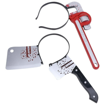 

2pcs Party Kitchen Knifes Red Wrench Trick Props Hair Halloween Hair Band