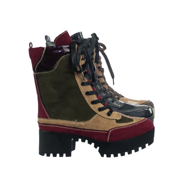 color block lug boots