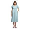 thumbnail image 2 of Moomaya Button Placket Nightdress For Women Solid Long Sleeve Nightwear Gown, 2 of 6