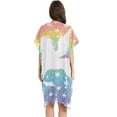 thumbnail image 3 of Rainbow Or Unicorn and Stars Women Swimsuit Cover up V Neck Beach Dress Short Sleeve Vacation Outfits Swimwear, 3 of 7