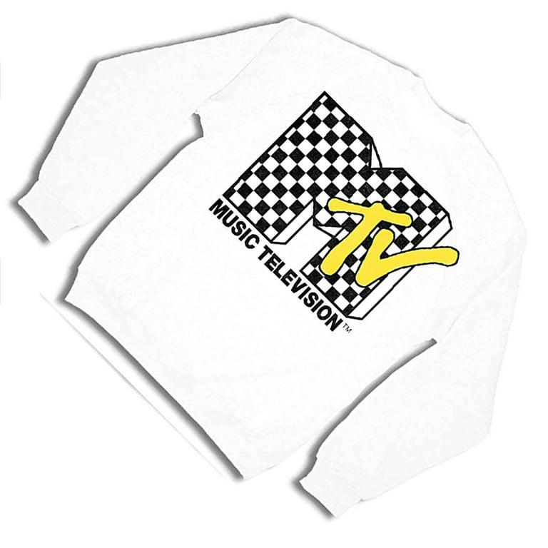 MTV 90s Classic Hoodie Sweatshirt - Mens MTV Logo Iconic MTV Crewneck  Sweatshirt - I Want my MTV Shirt White, Small