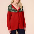 thumbnail image 2 of Fiaer,Womens Going out Oversized Button down V Neck Long Sleeve Casual Trendy Loose Fit Printed Comfy Breathable Tops Red11 XXXL, 2 of 5