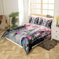 thumbnail image 2 of Yibo Valentines Day Wood Grain Style Duvet Cover - Premium Polyester Duvet Cover with Zipper Closure, 3 Piece Set, Includes 1 Duvet Cover and 2 Pillow Cases, No Comforter, 2 of 6