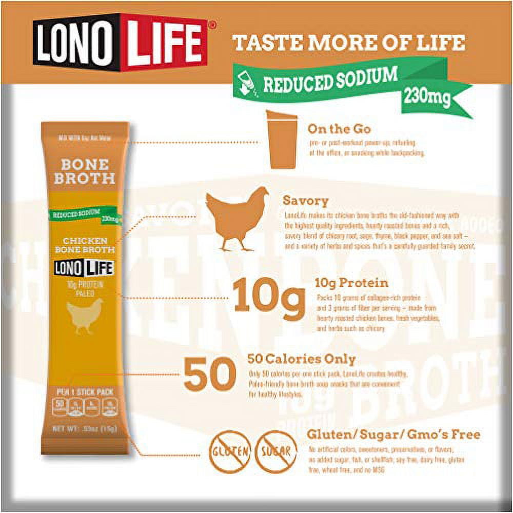 LonoLife 20-ct Reduced Sodium Bone Broth Packets 