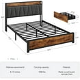 thumbnail image 2 of Full Size Bed Frame with Storage Linen Upholstered Headboard, 4 Drawers Platform Bed Frame with Charging Station, No Box Spring Needed, Easy Assembly, Vintage Brown, 2 of 8
