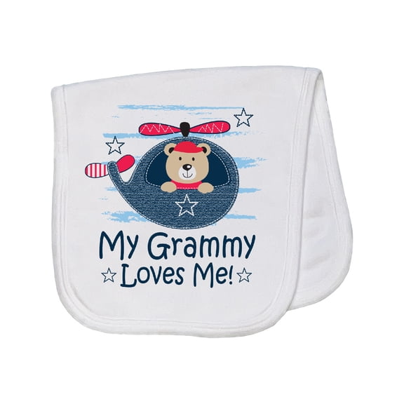 Inktastic Grammy Loves Me Grandson Bear Baby Burp Cloth