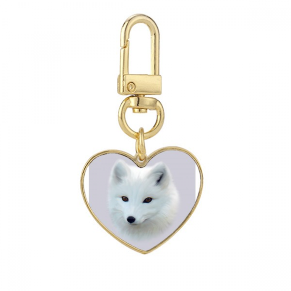 Fox Body Animals Eyes Art Deco Fashion Gold Heart Keychain Metal Keyring Holder