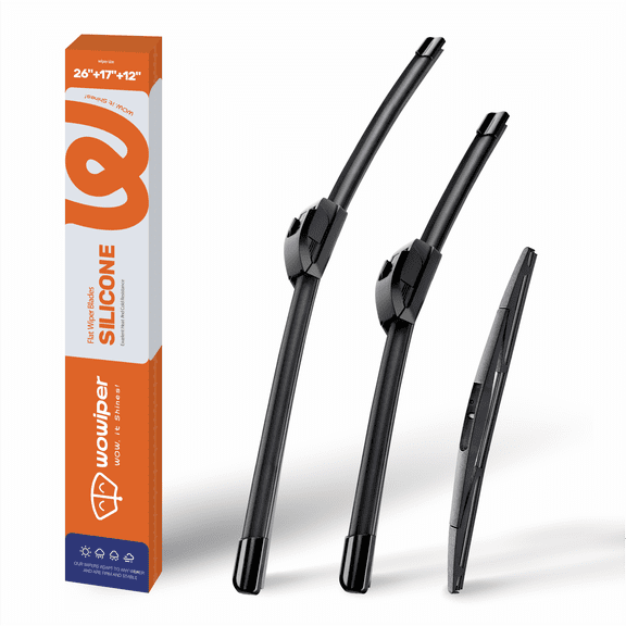 WOWIPER 26" 17" 12" Premium Silicone Wiper Blades 3-Pack – Water Repellent Beam Fit J-Hook – OEM All-Season with Rear Wiper for Honda CR-V 2017-2022