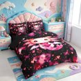 thumbnail image 2 of Manfei Pink-Blue Axolotl 7 Pieces Full Size Bedding Sets,Cartoon Animals Print Full Size Bed in a Bag,Black Reversible, 2 of 7