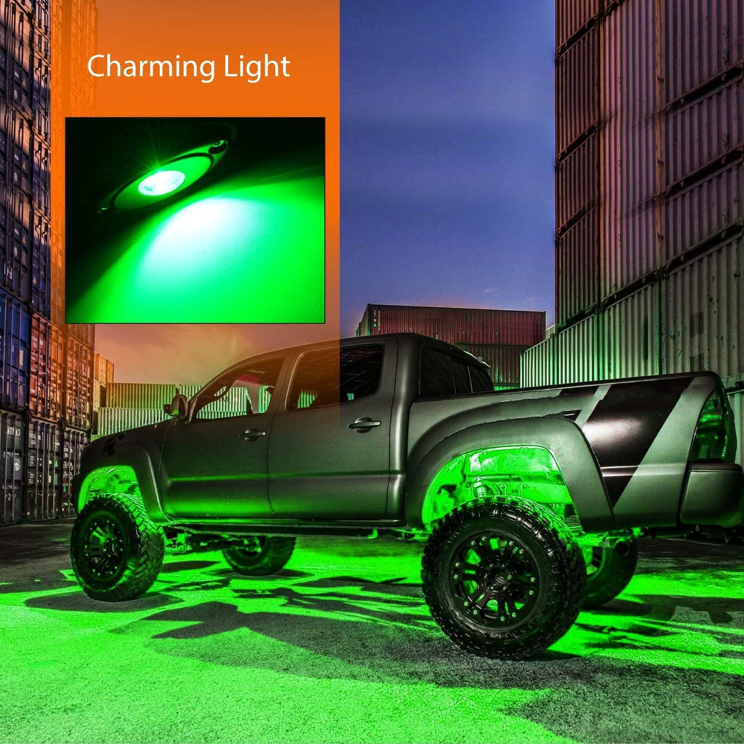 Nilight Led Rock Light 4Pcs Green Light Pods Waterproof Under Body Wheel Well Light Exterior Interior Lights for Car Truck Pickups ATV UTV SUV Motorcycle Boat