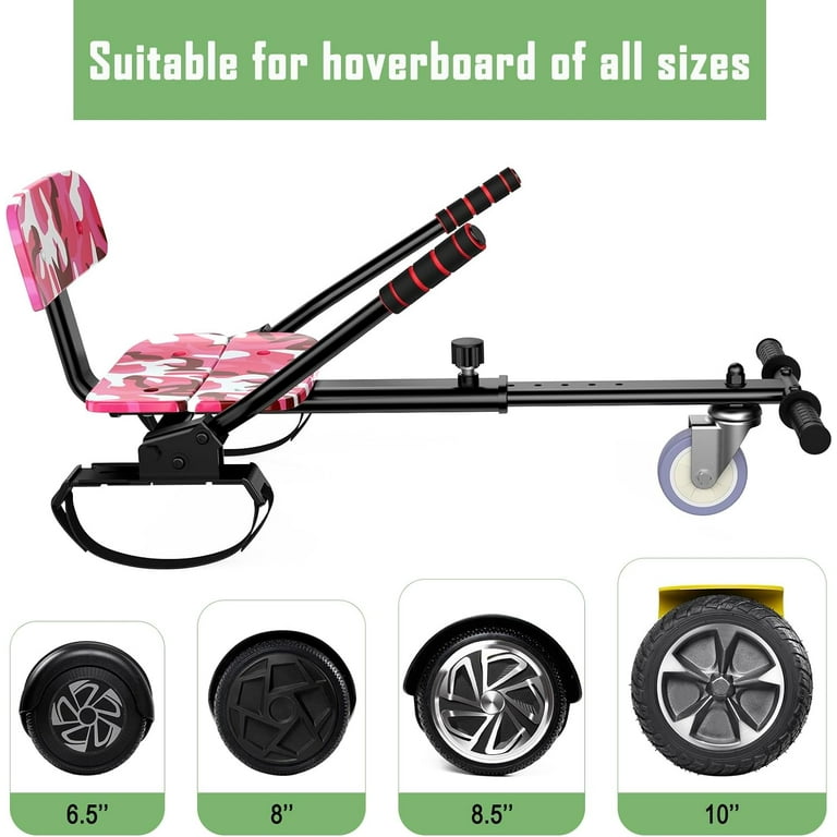 JOLEGE Hoverboard Go Kart Combo 6.5 Two Wheel Self Balancing Scooter with Seat Attachment LED Lights Suit for Adults and Kids