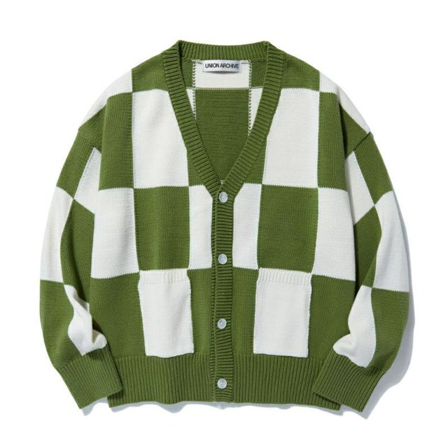 Greenmood - cárdigan de punto a cuadros estilo coreano JHOPE BEOMGYU BTS TXT/Sweater cárdigan de punto contemporáneo Oversize contemporáneo Material grueso contemporáneo