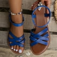 thumbnail image 5 of IUJSOY Gladiator Sandals for Women 2025 Strappy Crisscross Open Toe Slingback Flats Beach Shoes, 5 of 9