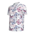 thumbnail image 2 of Xecao Butterflies in Pastel for Mens' Casual Short Sleeve Button-Down Polo Shirts for a Classic Golf Look, 2 of 9