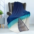 thumbnail image 4 of Landscape Soft Flannel Fleece Blanket, Wooden Long Jetty Beach Sand Crystal Water Tropical Hawaiian Paradise, Cozy Plush for Indoor and Outdoor Use, 50" x 70", Navy Turquoise Cream, by Ambesonne, 4 of 5