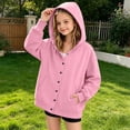 thumbnail image 3 of Lutiedan Girls Oversized Hoodies Snap Button Long Sleeve Fleece Sweatshirt Fall Casual Jacket with Pockets Size 4-14, 3 of 8