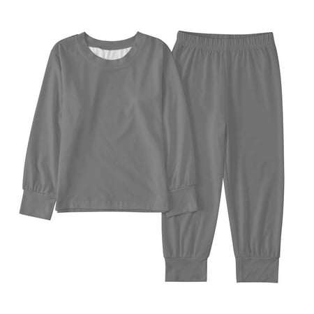 

Zhuashum Toddler Clothes For Girls Boys 2-3 Years Solid Color Long Sleeve Round Neck Tops Casual Trousers New Set Home Clothes Pajama Set Adorable Playsuit Grey