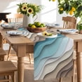 thumbnail image 2 of Table Runner 72 Inches Long for Kitchen Dining, Teal Blue Ombre Cream Dresser Scarf Farmhouse, Dining Table Decorations for Wedding/Parties, Modern Geometric Brown Aesthetic 14 x 72 In, 2 of 9