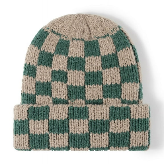 Outdoor Plaid Beanie Cuff Unisex Winer Warm Soft Knit Hat