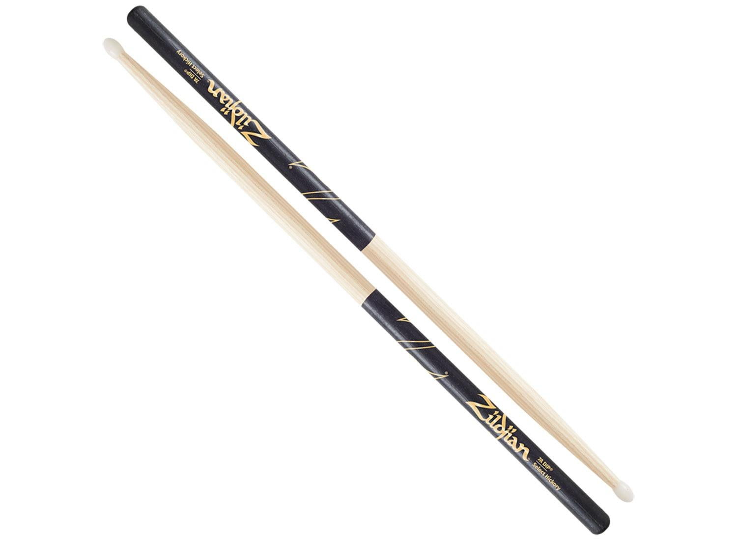 Zildjian 7A Hickory Nylon Tip Drumsticks Black Dip